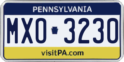 PA license plate MXO3230