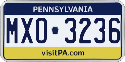 PA license plate MXO3236