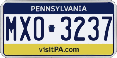 PA license plate MXO3237