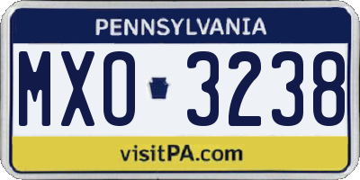 PA license plate MXO3238