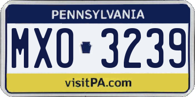 PA license plate MXO3239