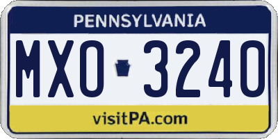 PA license plate MXO3240