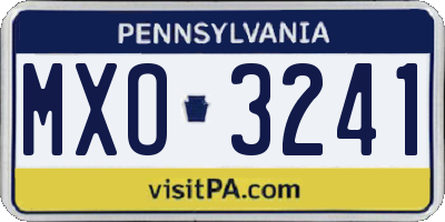 PA license plate MXO3241