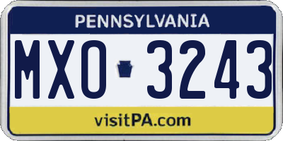 PA license plate MXO3243