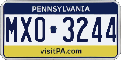 PA license plate MXO3244