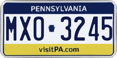 PA license plate MXO3245