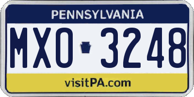 PA license plate MXO3248