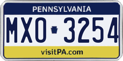 PA license plate MXO3254