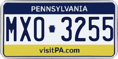 PA license plate MXO3255