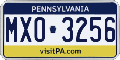 PA license plate MXO3256