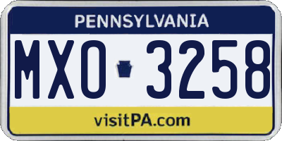 PA license plate MXO3258