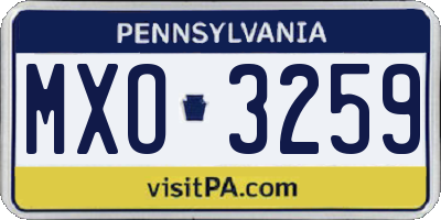 PA license plate MXO3259