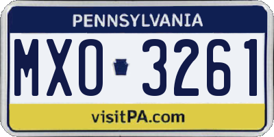 PA license plate MXO3261