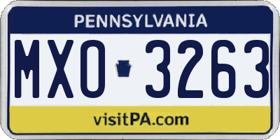PA license plate MXO3263