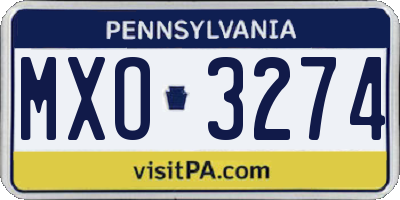 PA license plate MXO3274