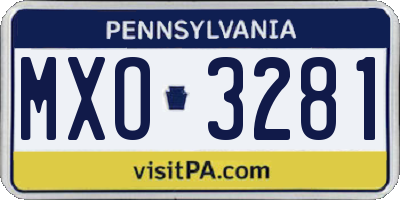 PA license plate MXO3281