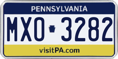 PA license plate MXO3282