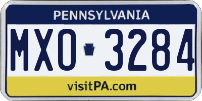 PA license plate MXO3284