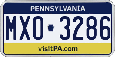PA license plate MXO3286