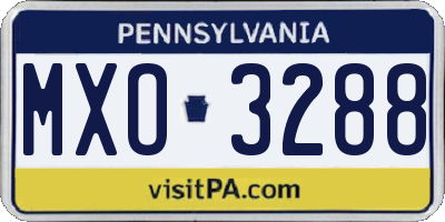 PA license plate MXO3288