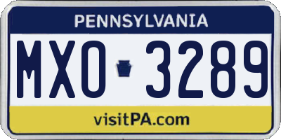 PA license plate MXO3289
