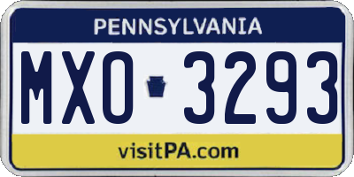 PA license plate MXO3293