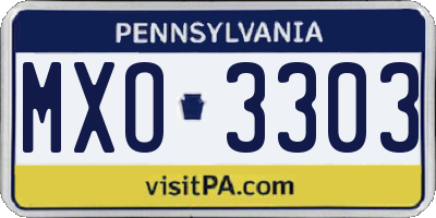 PA license plate MXO3303