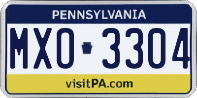 PA license plate MXO3304