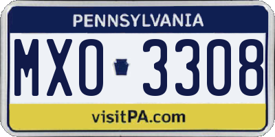 PA license plate MXO3308