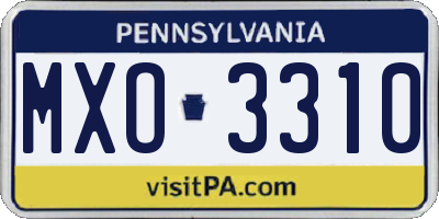 PA license plate MXO3310
