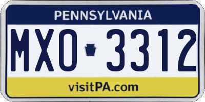 PA license plate MXO3312