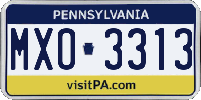 PA license plate MXO3313