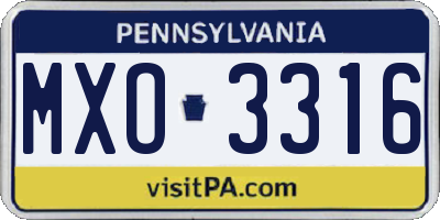 PA license plate MXO3316
