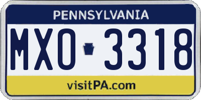 PA license plate MXO3318