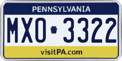 PA license plate MXO3322