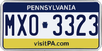 PA license plate MXO3323