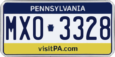 PA license plate MXO3328