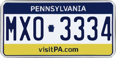 PA license plate MXO3334