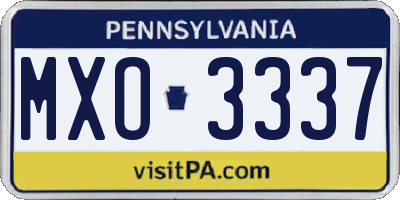 PA license plate MXO3337