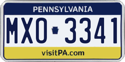 PA license plate MXO3341