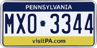 PA license plate MXO3344