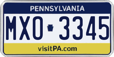 PA license plate MXO3345