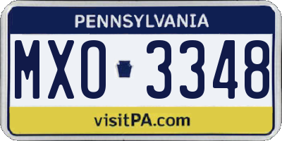 PA license plate MXO3348