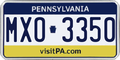 PA license plate MXO3350