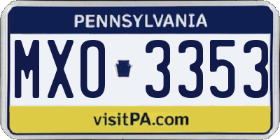 PA license plate MXO3353