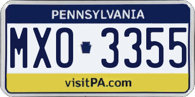 PA license plate MXO3355