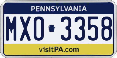 PA license plate MXO3358