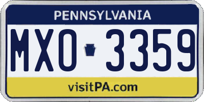 PA license plate MXO3359