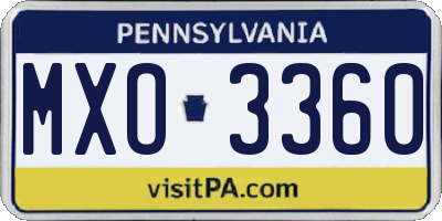 PA license plate MXO3360
