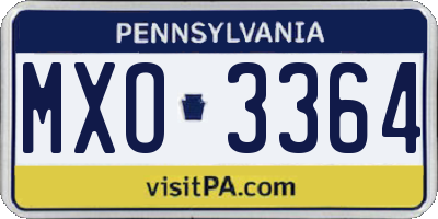 PA license plate MXO3364